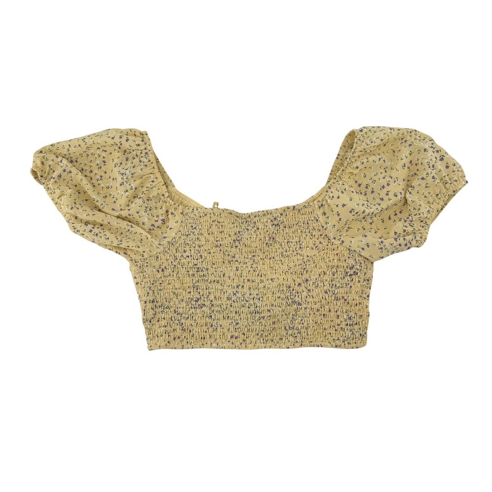 Sky and Sparrow Yellow Crop Top Coquette Festival Cottagecore Fairy Boho Size L